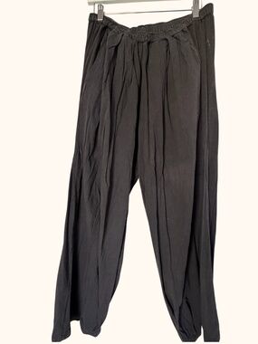 Free People Charcoal Elastic Waist Wide-Leg Pants